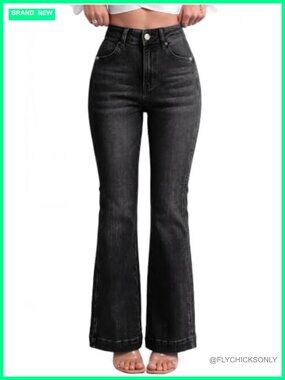 High Rise Bootcut Flare Jeans Stretch Denim Wide Leg Pants